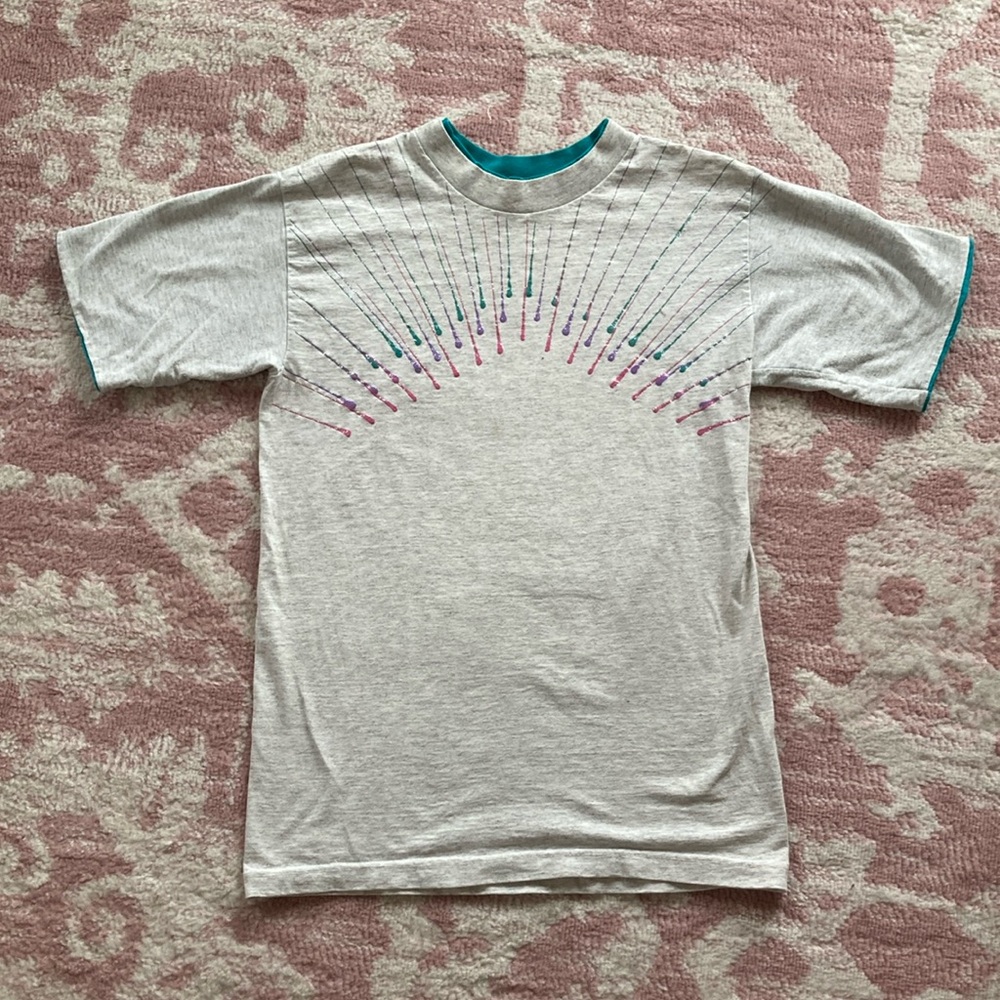 Gray Graphic T-Shirt with Colorful Design